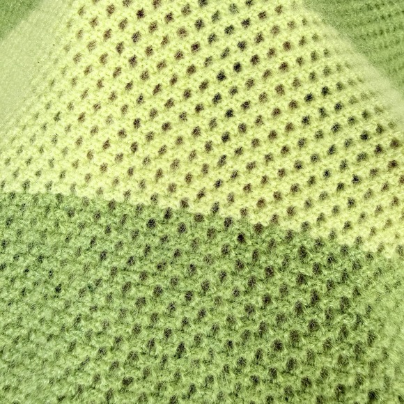 Talbots 100%Pure Cashmere Sweater Women's Sz M Green Striped Pink Trim Open Knit - Picture 3 of 14